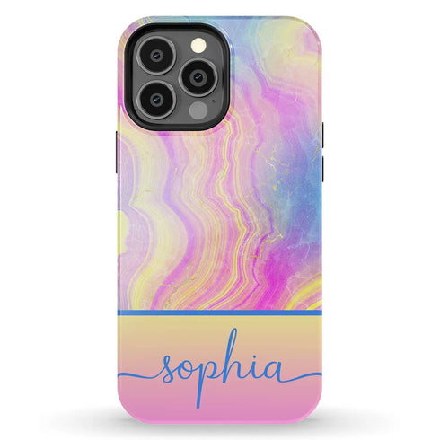 Neon Rainbow Agate Custom Name iPhone Case